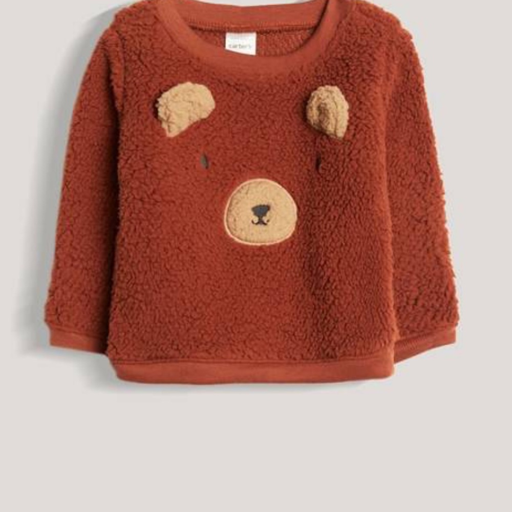 5 for $20 ✨ NEW Carter’s baby Infant Sherpa bear cozy Brown Sweater 6 month
